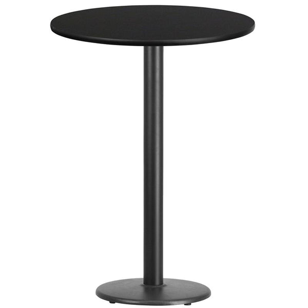 Flash Furniture 30'' Round Black Laminate Table Top with 18'' Round Bar Height Table Base - XU-RD-30-BLKTB-TR18B-GG