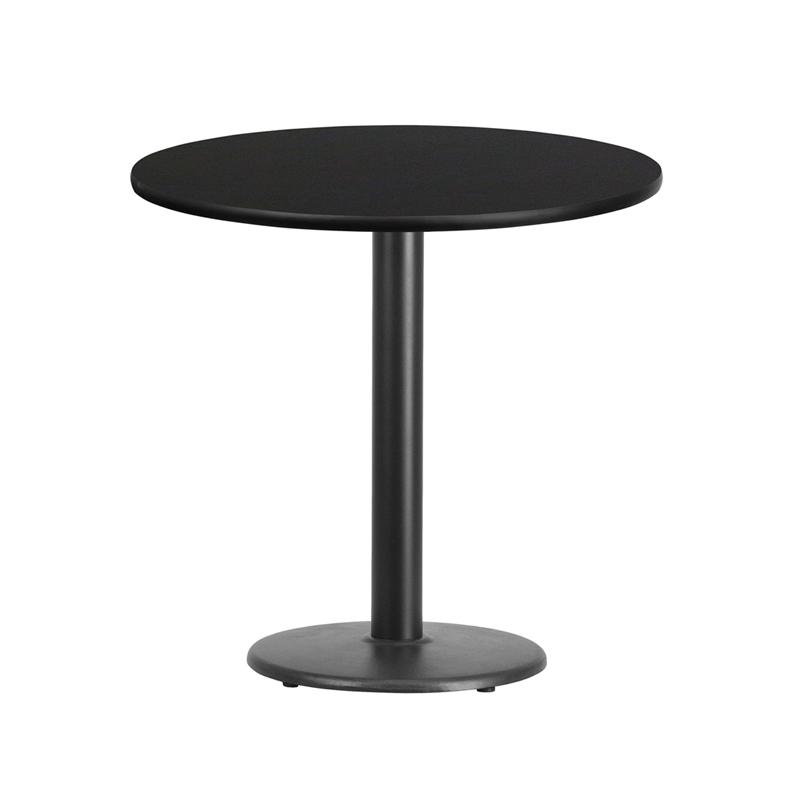 Flash Furniture 30'' Round Black Laminate Table Top with 18'' Round Table Height Base - XU-RD-30-BLKTB-TR18-GG