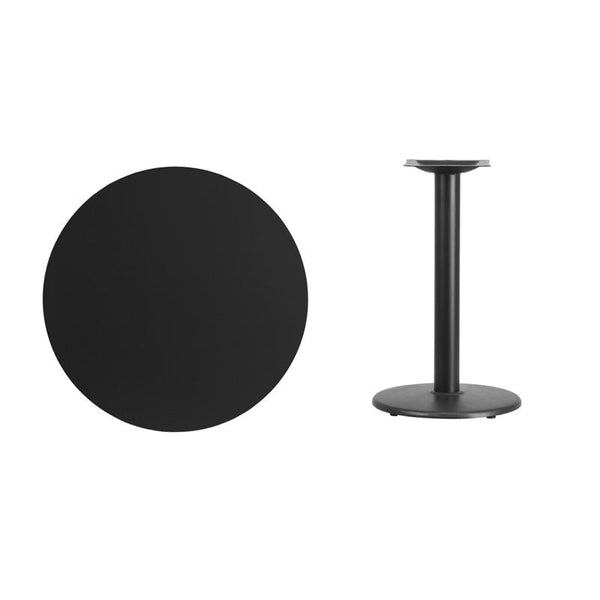 Flash Furniture 30'' Round Black Laminate Table Top with 18'' Round Table Height Base - XU-RD-30-BLKTB-TR18-GG