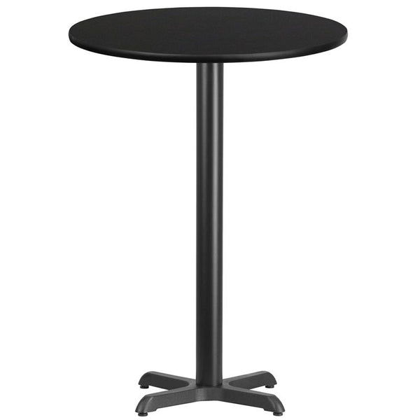 Flash Furniture 30'' Round Black Laminate Table Top with 22'' x 22'' Bar Height Table Base - XU-RD-30-BLKTB-T2222B-GG
