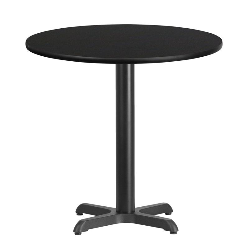 Flash Furniture 30'' Round Black Laminate Table Top with 22'' x 22'' Table Height Base - XU-RD-30-BLKTB-T2222-GG