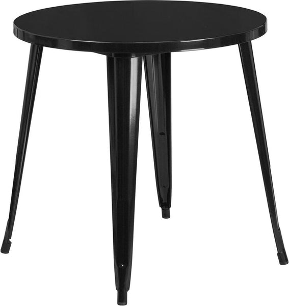Flash Furniture 30'' Round Black Metal Indoor-Outdoor Table - CH-51090-29-BK-GG