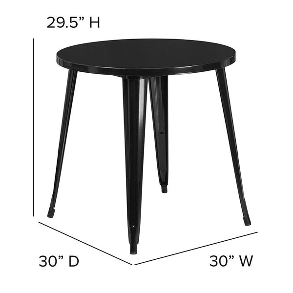 Flash Furniture 30'' Round Black Metal Indoor-Outdoor Table - CH-51090-29-BK-GG