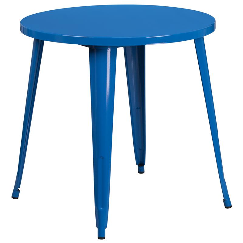 Flash Furniture 30'' Round Blue Metal Indoor-Outdoor Table - CH-51090-29-BL-GG