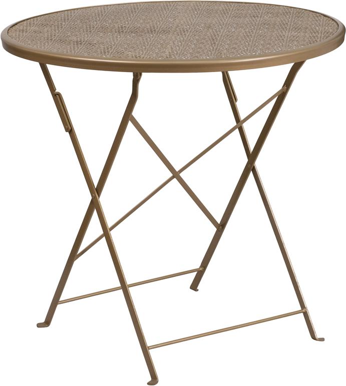 Flash Furniture 30'' Round Gold Indoor-Outdoor Steel Folding Patio Table - CO-4-GD-GG