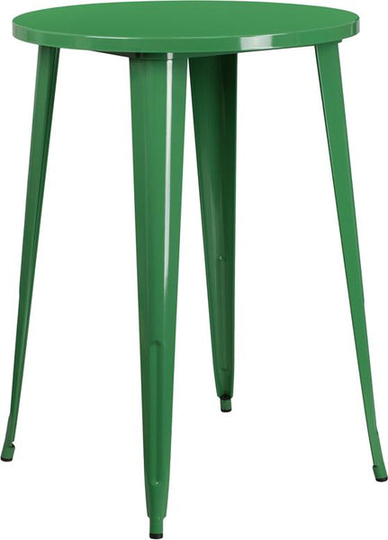 Flash Furniture 30'' Round Green Metal Indoor-Outdoor Bar Height Table - CH-51090-40-GN-GG