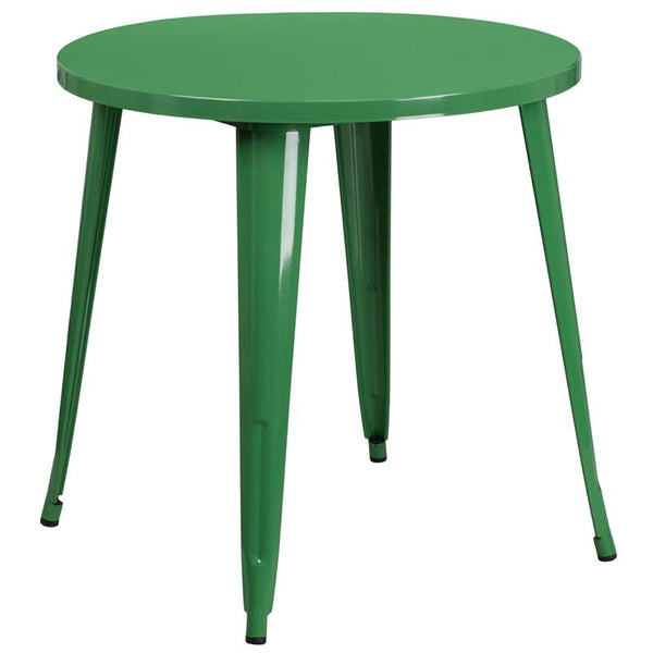Flash Furniture 30'' Round Green Metal Indoor-Outdoor Table - CH-51090-29-GN-GG