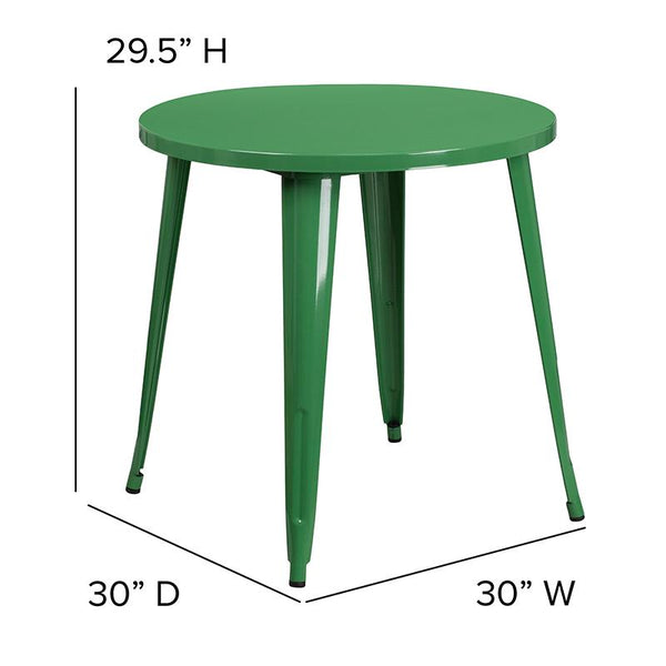 Flash Furniture 30'' Round Green Metal Indoor-Outdoor Table - CH-51090-29-GN-GG