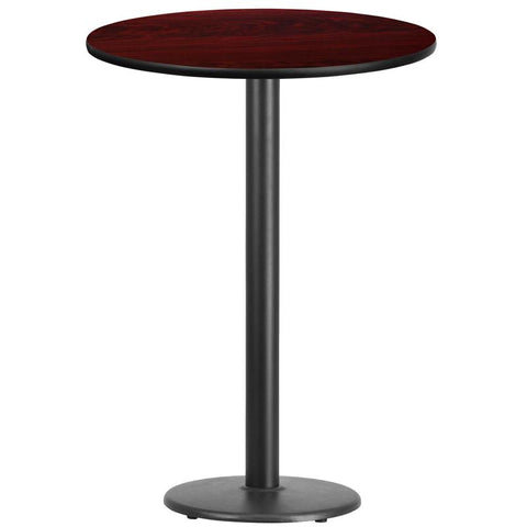 Flash Furniture 30'' Round Mahogany Laminate Table Top with 18'' Round Bar Height Table Base - XU-RD-30-MAHTB-TR18B-GG