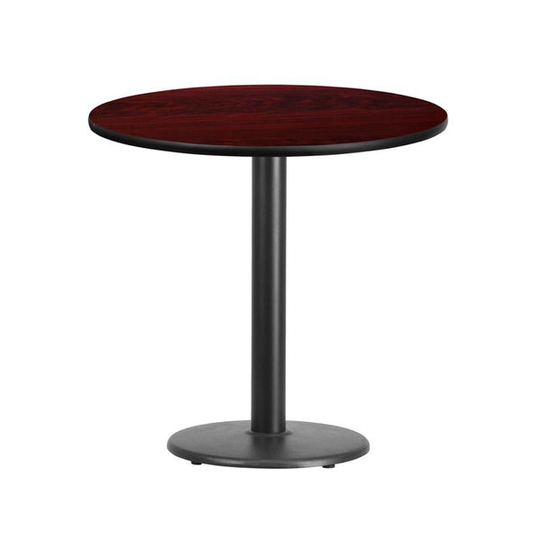 Flash Furniture 30'' Round Mahogany Laminate Table Top with 18'' Round Table Height Base - XU-RD-30-MAHTB-TR18-GG