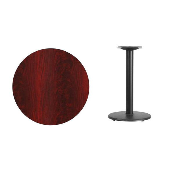 Flash Furniture 30'' Round Mahogany Laminate Table Top with 18'' Round Table Height Base - XU-RD-30-MAHTB-TR18-GG