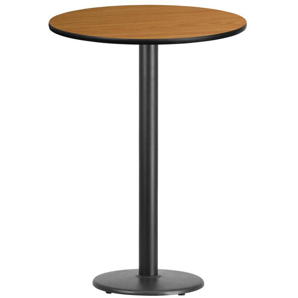 Flash Furniture 30'' Round Natural Laminate Table Top with 18'' Round Bar Height Table Base - XU-RD-30-NATTB-TR18B-GG