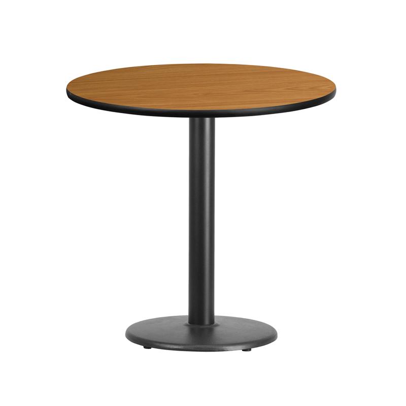 Flash Furniture 30'' Round Natural Laminate Table Top with 18'' Round Table Height Base - XU-RD-30-NATTB-TR18-GG