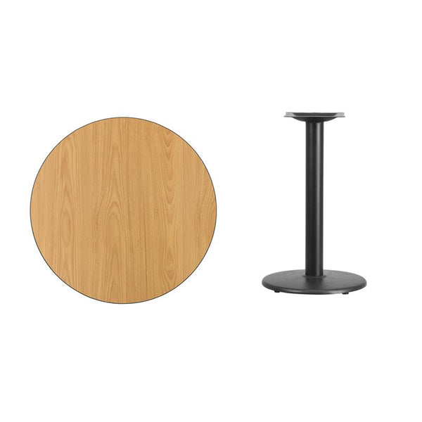 Flash Furniture 30'' Round Natural Laminate Table Top with 18'' Round Table Height Base - XU-RD-30-NATTB-TR18-GG