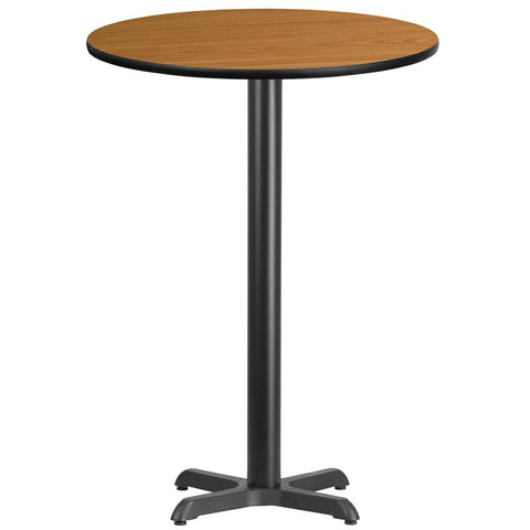 Flash Furniture 30'' Round Natural Laminate Table Top with 22'' x 22'' Bar Height Table Base - XU-RD-30-NATTB-T2222B-GG