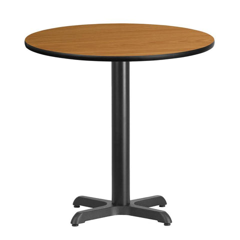 Flash Furniture 30'' Round Natural Laminate Table Top with 22'' x 22'' Table Height Base - XU-RD-30-NATTB-T2222-GG