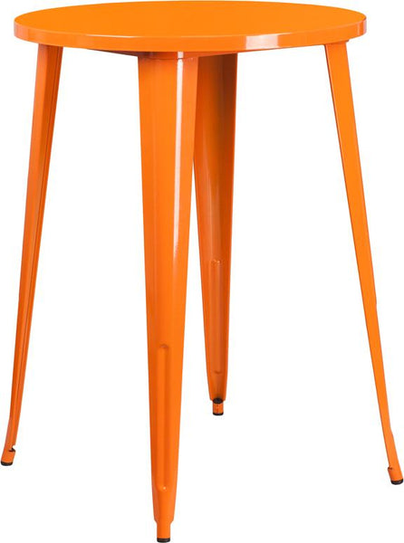 Flash Furniture 30'' Round Orange Metal Indoor-Outdoor Bar Height Table - CH-51090-40-OR-GG