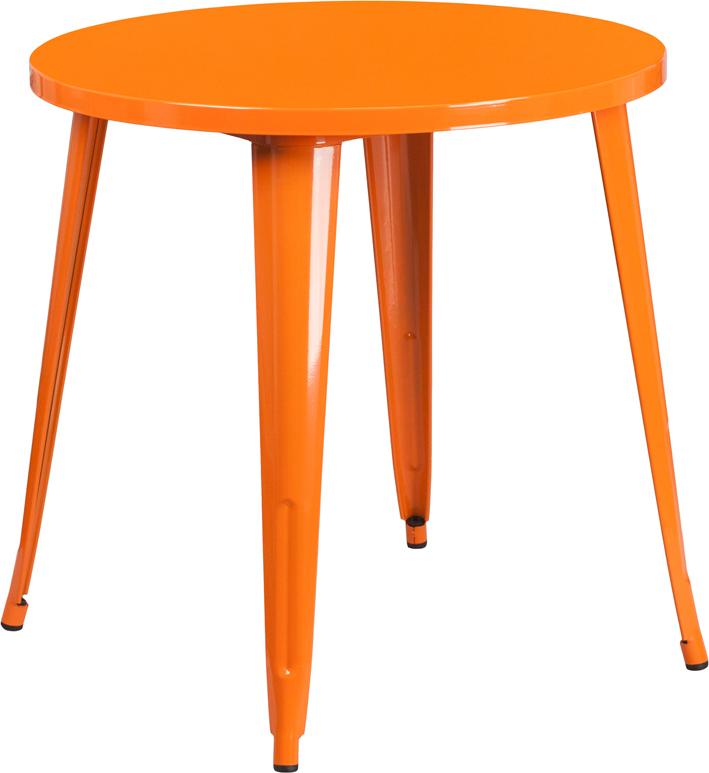 Flash Furniture 30'' Round Orange Metal Indoor-Outdoor Table - CH-51090-29-OR-GG
