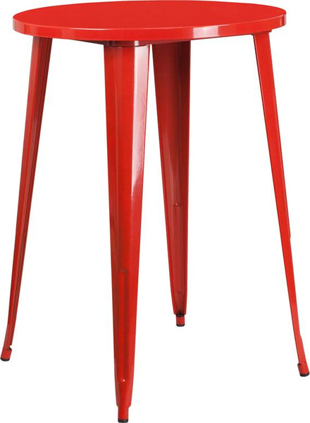 Flash Furniture 30'' Round Red Metal Indoor-Outdoor Bar Height Table - CH-51090-40-RED-GG