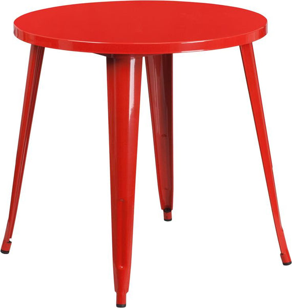Flash Furniture 30'' Round Red Metal Indoor-Outdoor Table - CH-51090-29-RED-GG