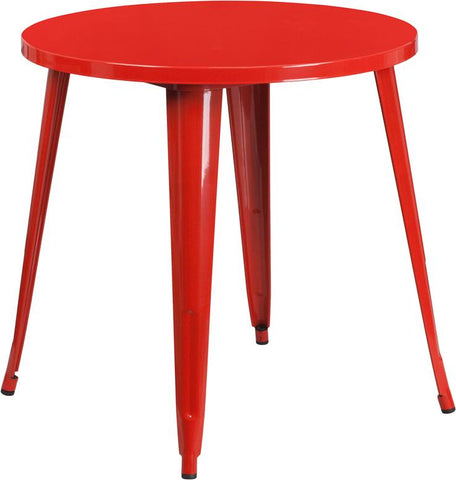 Flash Furniture 30'' Round Red Metal Indoor-Outdoor Table - CH-51090-29-RED-GG