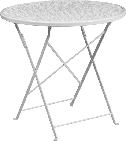 Flash Furniture 30'' Round White Indoor-Outdoor Steel Folding Patio Table - CO-4-WH-GG