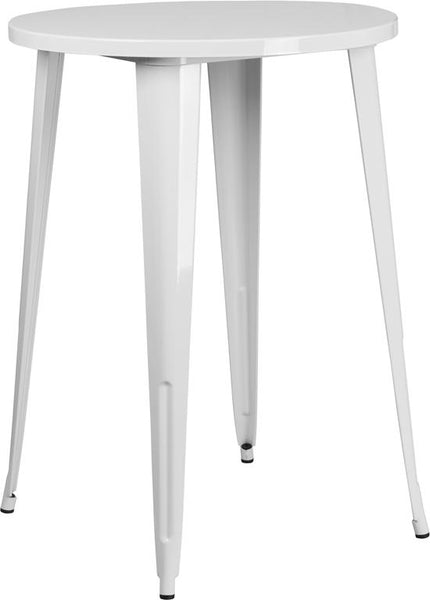 Flash Furniture 30'' Round White Metal Indoor-Outdoor Bar Height Table - CH-51090-40-WH-GG