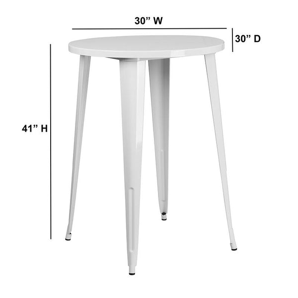 Flash Furniture 30'' Round White Metal Indoor-Outdoor Bar Height Table - CH-51090-40-WH-GG