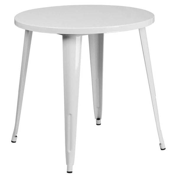 Flash Furniture 30'' Round White Metal Indoor-Outdoor Table - CH-51090-29-WH-GG