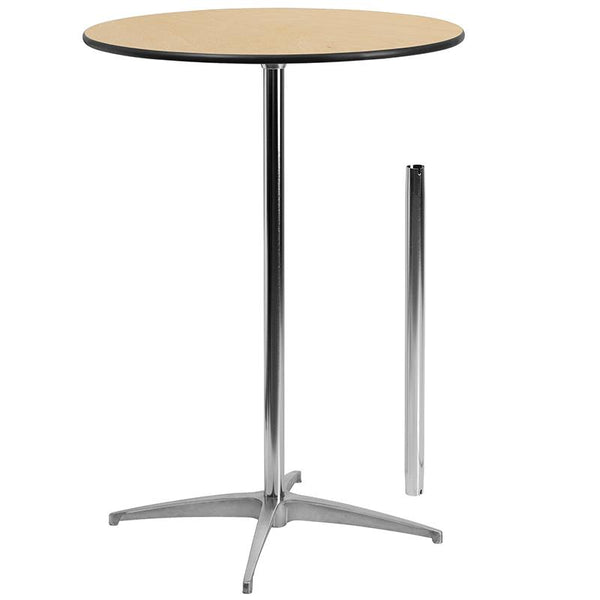 Flash Furniture 30'' Round Wood Cocktail Table with 30'' and 42'' Columns - XA-30-COTA-GG