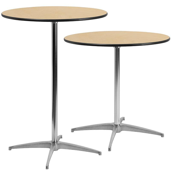Flash Furniture 30'' Round Wood Cocktail Table with 30'' and 42'' Columns - XA-30-COTA-GG