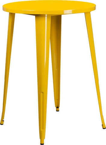 Flash Furniture 30'' Round Yellow Metal Indoor-Outdoor Bar Height Table - CH-51090-40-YL-GG