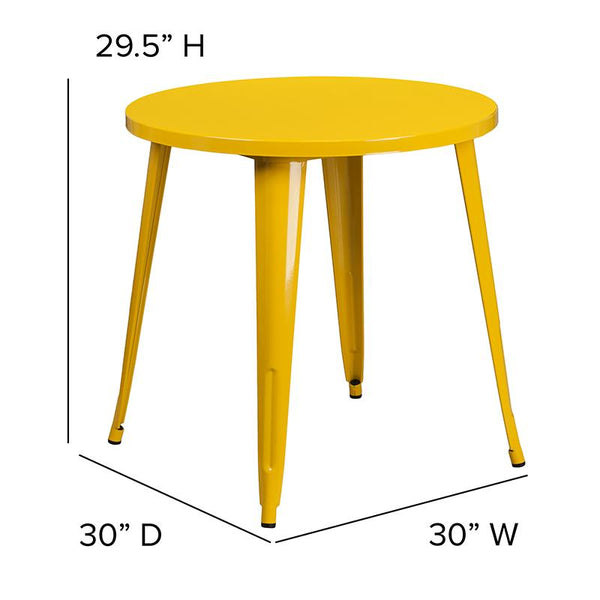 Flash Furniture 30'' Round Yellow Metal Indoor-Outdoor Table - CH-51090-29-YL-GG