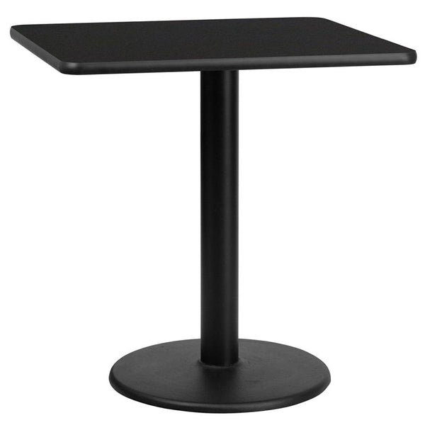 Flash Furniture 30'' Square Black Laminate Table Top with 18'' Round Table Height Base - XU-BLKTB-3030-TR18-GG