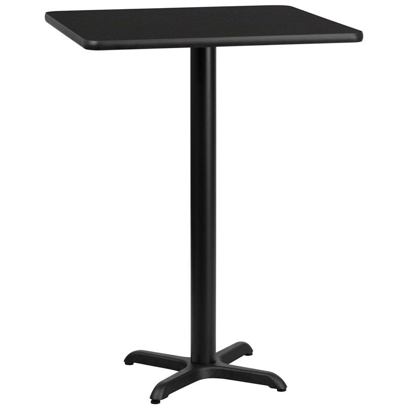 Flash Furniture 30'' Square Black Laminate Table Top with 22'' x 22'' Bar Height Table Base - XU-BLKTB-3030-T2222B-GG