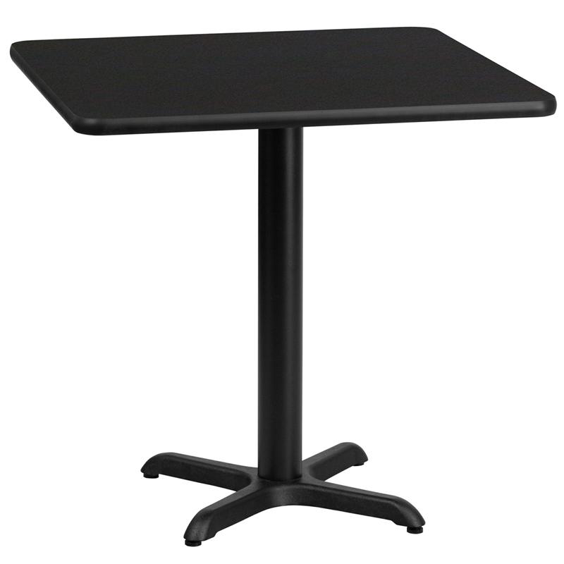 Flash Furniture 30'' Square Black Laminate Table Top with 22'' x 22'' Table Height Base - XU-BLKTB-3030-T2222-GG