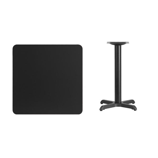 Flash Furniture 30'' Square Black Laminate Table Top with 22'' x 22'' Table Height Base - XU-BLKTB-3030-T2222-GG