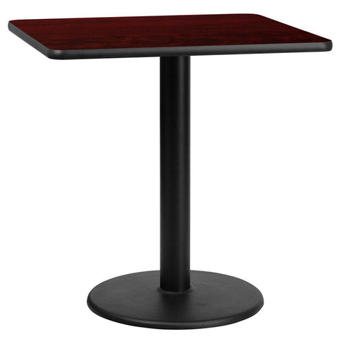 Flash Furniture 30'' Square Mahogany Laminate Table Top with 18'' Round Table Height Base - XU-MAHTB-3030-TR18-GG