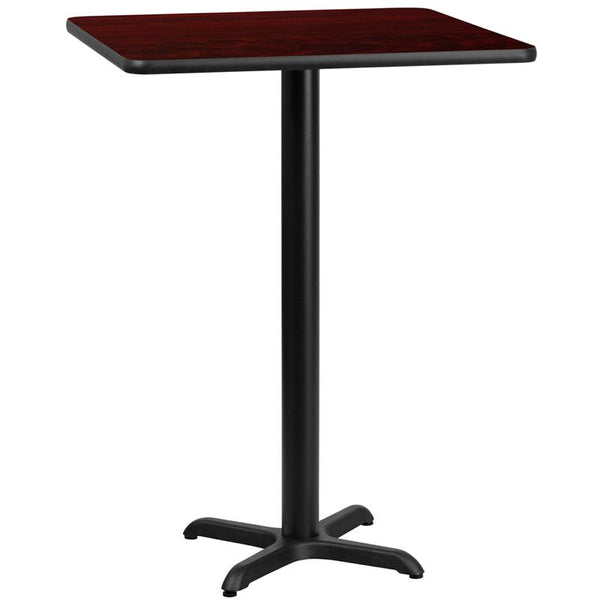 Flash Furniture 30'' Square Mahogany Laminate Table Top with 22'' x 22'' Bar Height Table Base - XU-MAHTB-3030-T2222B-GG