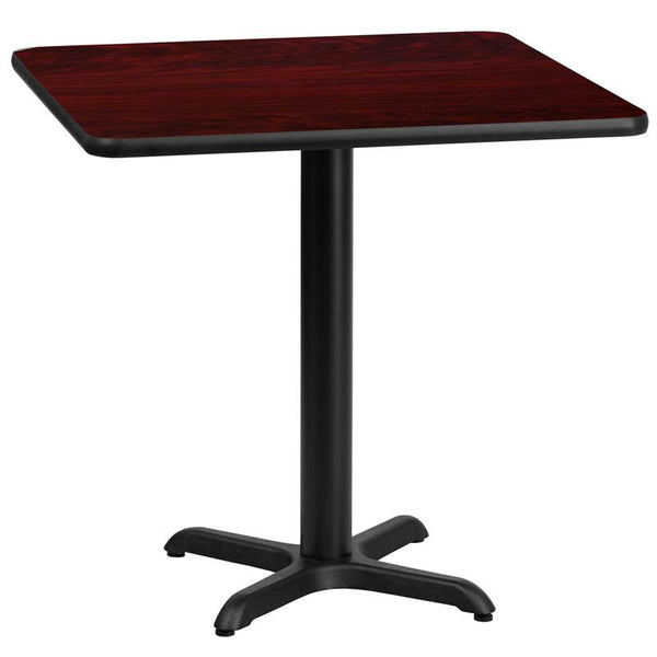Flash Furniture 30'' Square Mahogany Laminate Table Top with 22'' x 22'' Table Height Base - XU-MAHTB-3030-T2222-GG