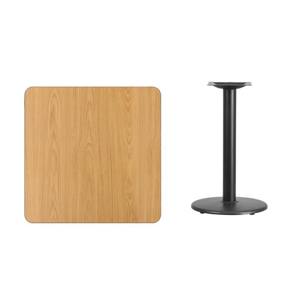 Flash Furniture 30'' Square Natural Laminate Table Top with 18'' Round Table Height Base - XU-NATTB-3030-TR18-GG
