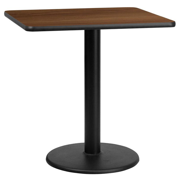 Flash Furniture 30'' Square Walnut Laminate Table Top with 18'' Round Table Height Base - XU-WALTB-3030-TR18-GG