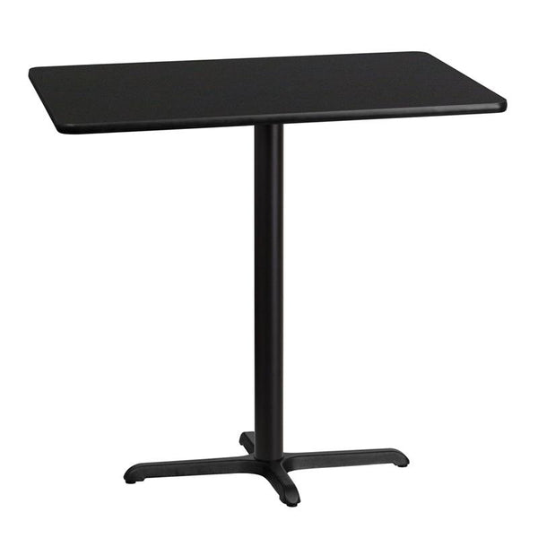 Flash Furniture 30'' x 42'' Rectangular Black Laminate Table Top with 22'' x 30'' Bar Height Table Base - XU-BLKTB-3042-T2230B-GG