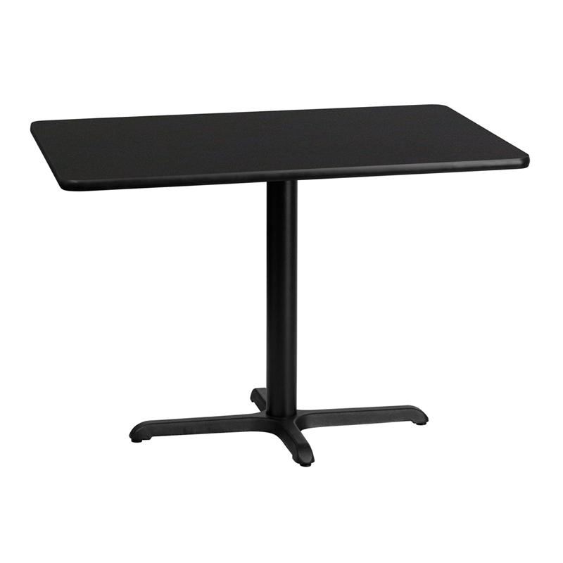 Flash Furniture 30'' x 42'' Rectangular Black Laminate Table Top with 22'' x 30'' Table Height Base - XU-BLKTB-3042-T2230-GG