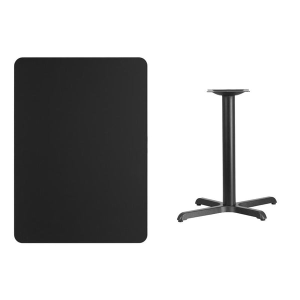 Flash Furniture 30'' x 42'' Rectangular Black Laminate Table Top with 22'' x 30'' Table Height Base - XU-BLKTB-3042-T2230-GG
