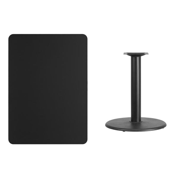 Flash Furniture 30'' x 42'' Rectangular Black Laminate Table Top with 24'' Round Table Height Base - XU-BLKTB-3042-TR24-GG