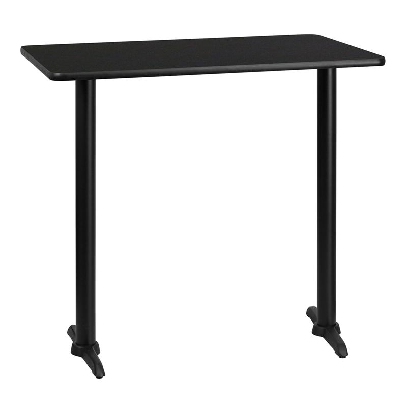 Flash Furniture 30'' x 42'' Rectangular Black Laminate Table Top with 5'' x 22'' Bar Height Table Bases - XU-BLKTB-3042-T0522B-GG