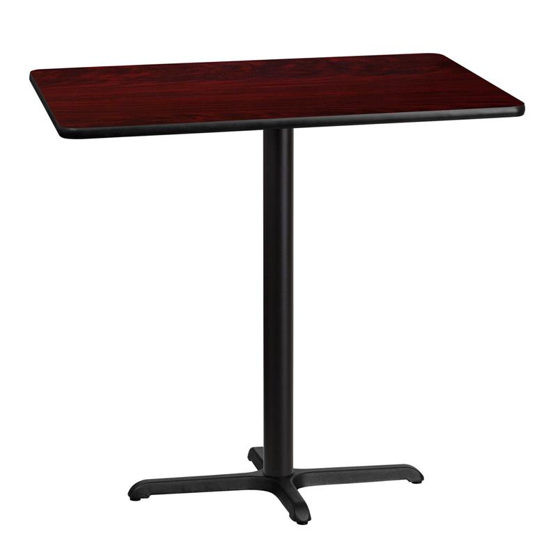 Flash Furniture 30'' x 42'' Rectangular Mahogany Laminate Table Top with 22'' x 30'' Bar Height Table Base - XU-MAHTB-3042-T2230B-GG