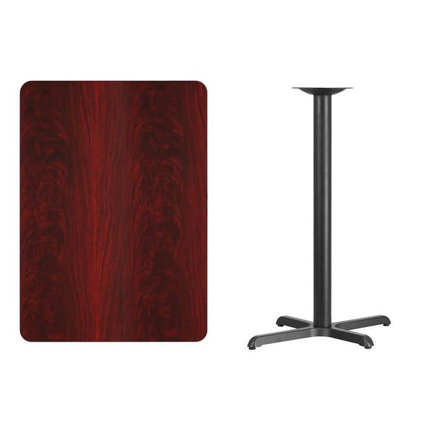 Flash Furniture 30'' x 42'' Rectangular Mahogany Laminate Table Top with 22'' x 30'' Bar Height Table Base - XU-MAHTB-3042-T2230B-GG