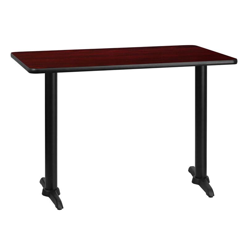 Flash Furniture 30'' x 42'' Rectangular Mahogany Laminate Table Top with 5'' x 22'' Table Height Bases - XU-MAHTB-3042-T0522-GG